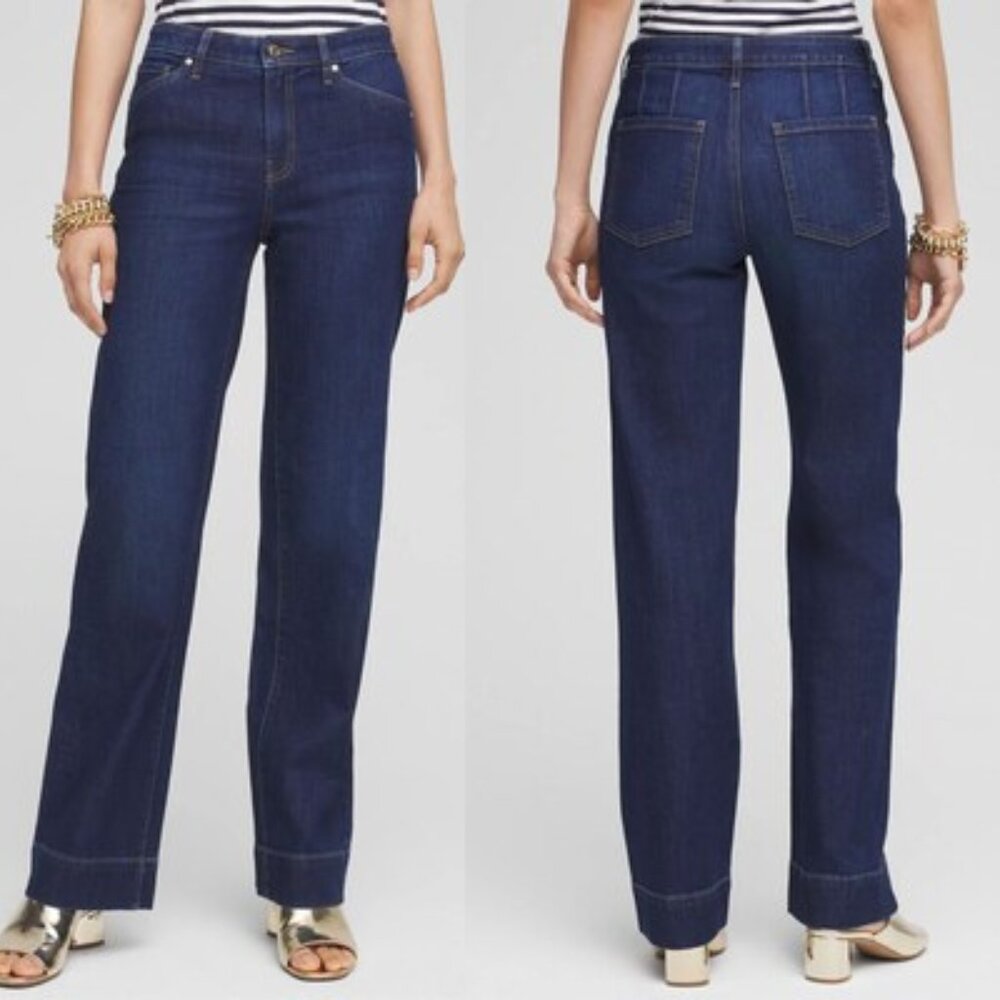 Chico's Trouser Jeans Size 1 Size 8 Denim High Waist Stretch